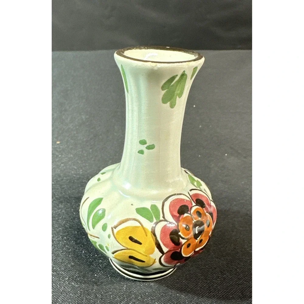 Vintage Dutch Delft Polychrome Hand Painted Floral Bud Vase Holland 4